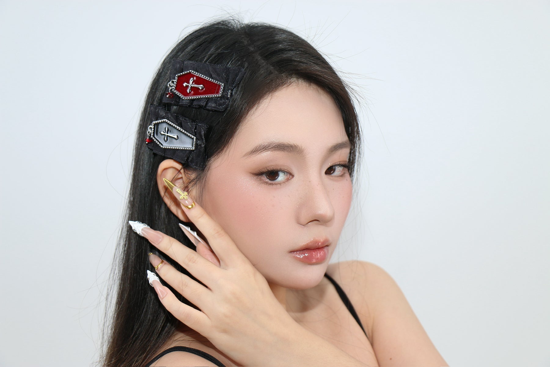 Black & Red Coffin Hair Clip